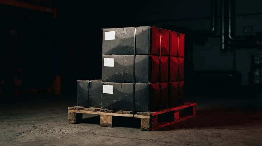 Etiquetas de lote en cajas de producto terminado en una planta